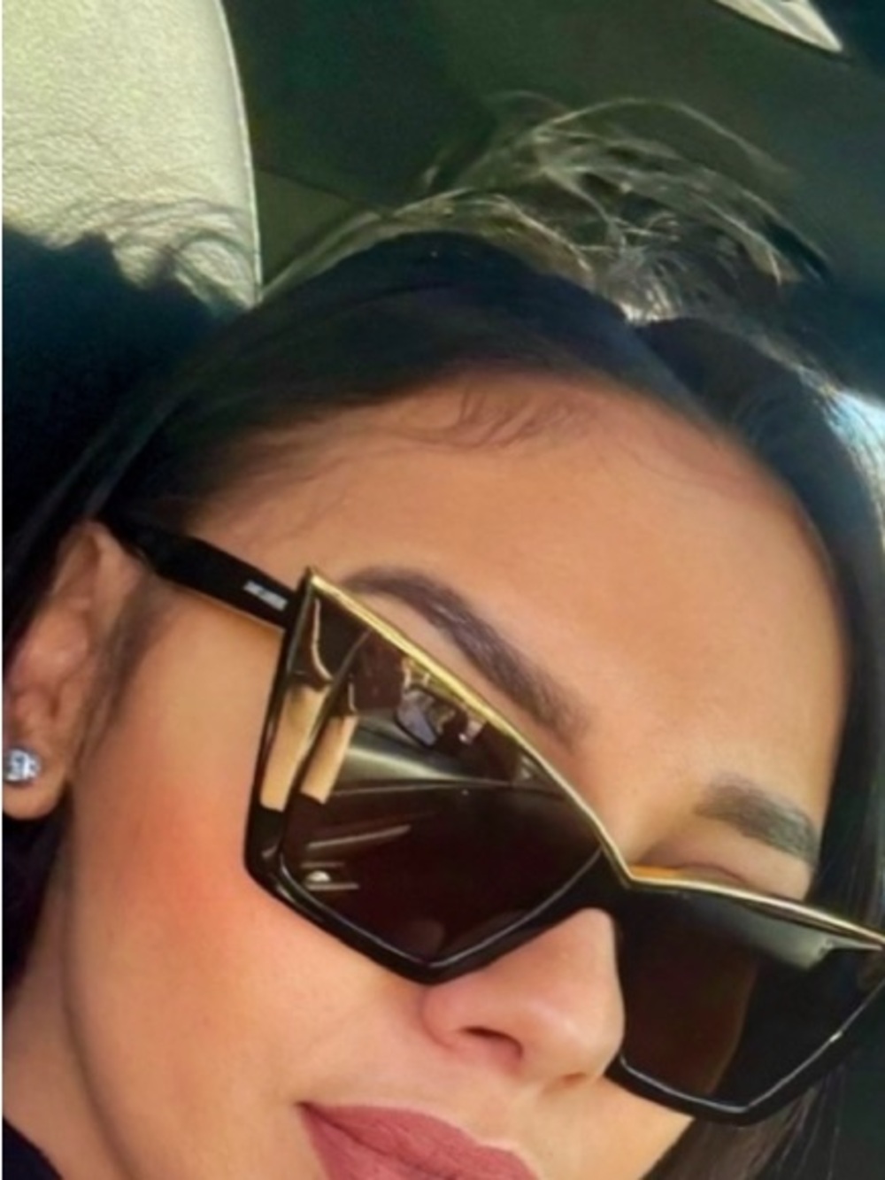Saint Laurent Black and Gold Angular Cat-Eye Sunglasses - Picture 3 of 3